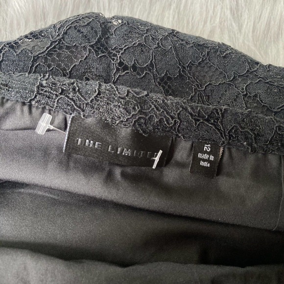 THE LIMITED Skirt Sz 12 Black Lace Lined Neutral Side Zip Knee Length Work - Picture 7 of 12